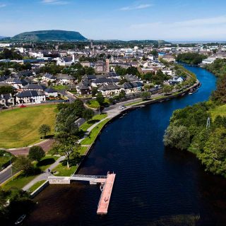 Aerial View of Garavogue River and Sligo Town