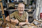 Jeweller and Sculptor Niall Bruton in his studio at Donegal Craft Village.