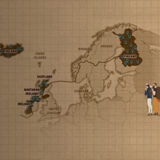 Spot lit map of countries