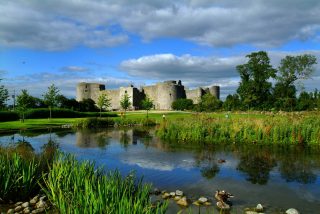 Roscommon Castle with lake in the foreground