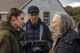 On the film set of ‘My Sailor My Love’ in Achill Co. Mayo. Catherine Walker and Brid Brennan rehearsing with Director Klaus Harro.