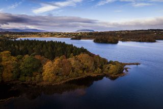 Ben bulben Mountain, Sligo from the air at sunset.