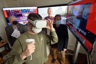 Alan Esslemont Director General, TG4, Colin O Reilly Mountmellick Co Laois, Artist in Residence of the Teca Collective GMIT Creative Arts Faculty and Dr Paddy Tobin CREW Board Member, Head of School Design and Creative Arts GMIT.