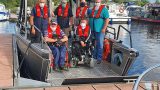 Lough Ree Access for All, people in wheelchairs on a boat