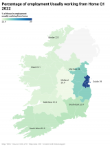 Map 1 percentage of employment usually working from home