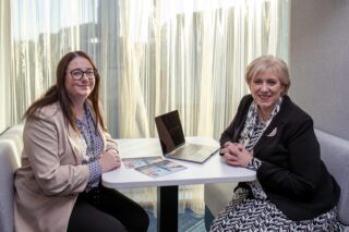 Minister Heather Humphreys TD, with Siobhán Curtin, site leader of eBay Ireland, at the National Hub Summit, Sheraton Hotel Athlone, Thursday 24th November 2022.