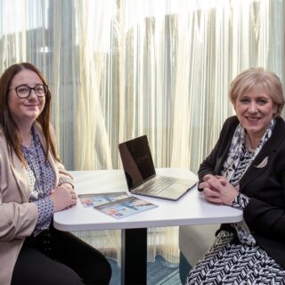 Minister Heather Humphreys TD, with Siobhán Curtin, site leader of eBay Ireland, at the National Hub Summit, Sheraton Hotel Athlone, Thursday 24th November 2022.