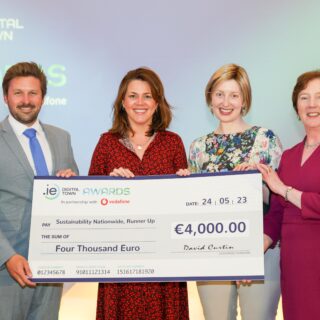 Pictured are Fiona O’Malley and Suzanne Ennis representing Turn2Me Suicide Charity, Runner Up in Community Digital category at the .IE Digital Town Awards 2023 alongside Allan Mulrooney, Western Development Commission, category sponsor and Oonagh McCutcheon, National Director, .IE Digital Town Programme. Now in its 3rd year, the .IE Digital Town Awards recognise and reward projects with a digital element created by town groups and local communities. .IE, the national registry for .ie domain names, announced the winning entries for the .IE Digital Town Awards 2023 at a Gala event held at the Hodson Bay Hotel, Athlone on Wednesday 24th May 2023.