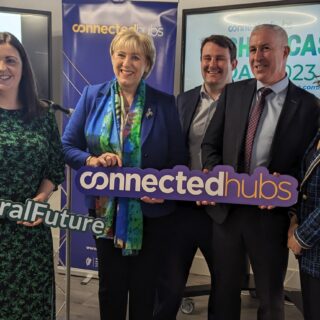Connected Hubs Showcase Day a big success Minister Humphreys pictured with Hubs Managers