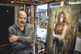 Johnny McCabe Artist in his studio in Donegal