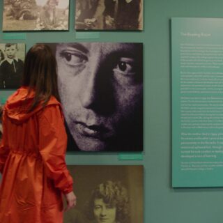Two people take in the exhibits on a tour of John McGahern Barracks in Roscommon. Image Courtesy Failte Ireland