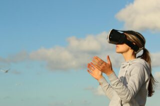 Woman using VR Glasses