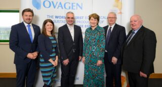 Pictured from L/R Allan Mulrooney (Chief Executive Officer WDC), Gillian Buckley (Investment Manager WDC), Dara Calleary TD (Minister of State for Trade Promotion, Digital Transformation and Company Regulation), Dr. Catherine Caulfield (co-founder and CEO of Ovagen), Dr. Martin Murphy( Project Director Ovagen) and Dr. Leonard Moran co-founder & Chairman, Ovagen. Pic: Michael McLaughlin