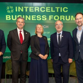 Allan Mulrooney, CEO Western Development Commission, Philippe Rouault, President CCI Morbihan, Katy McNeil, Head of Scottish Government Ireland Office, Fabrice Loher, Mayor of Lorient, Charles Kergaravat, The Interclectic Business Forum.